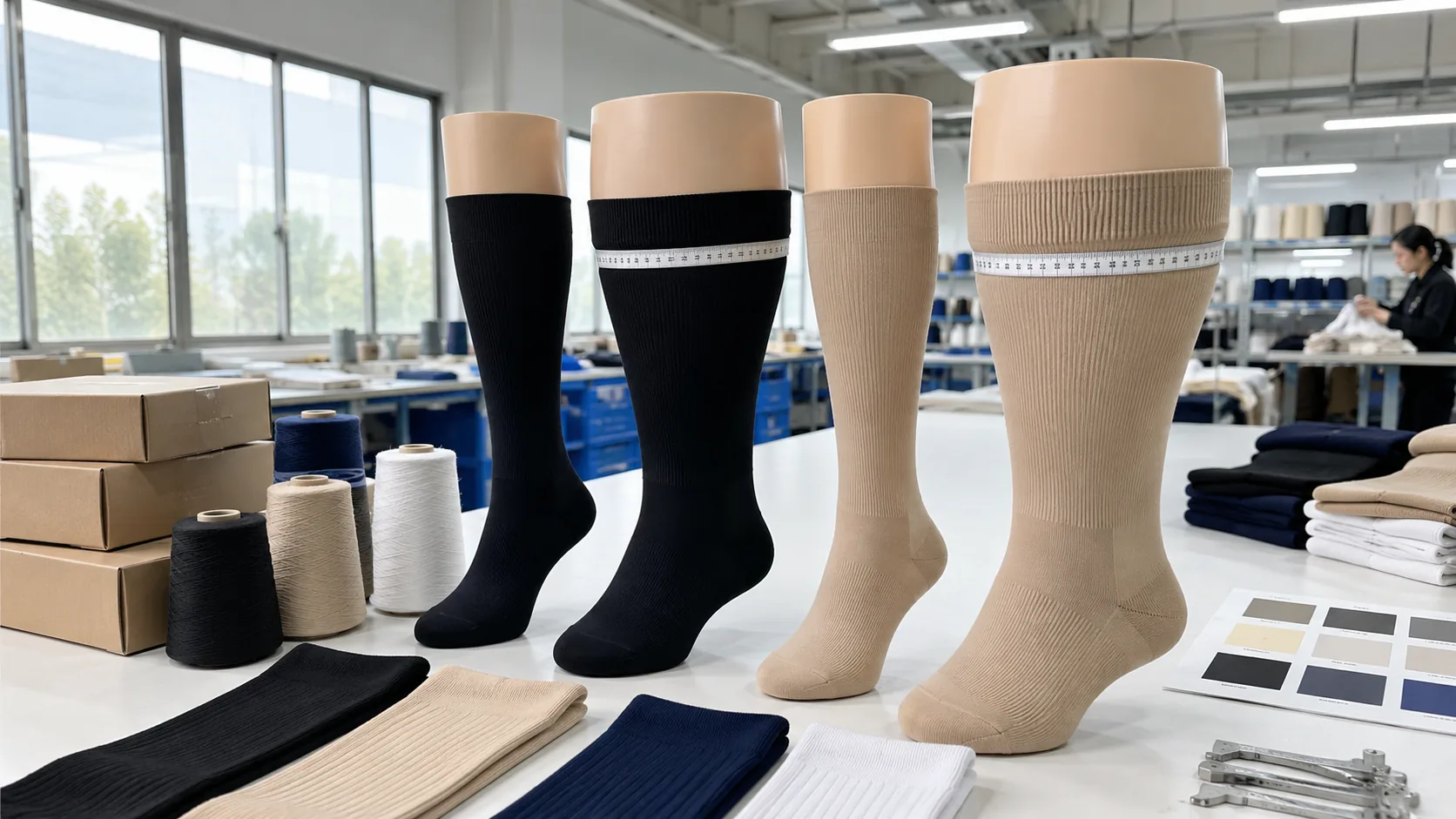 Plus size wide calf compression socks manufacturer sample room
