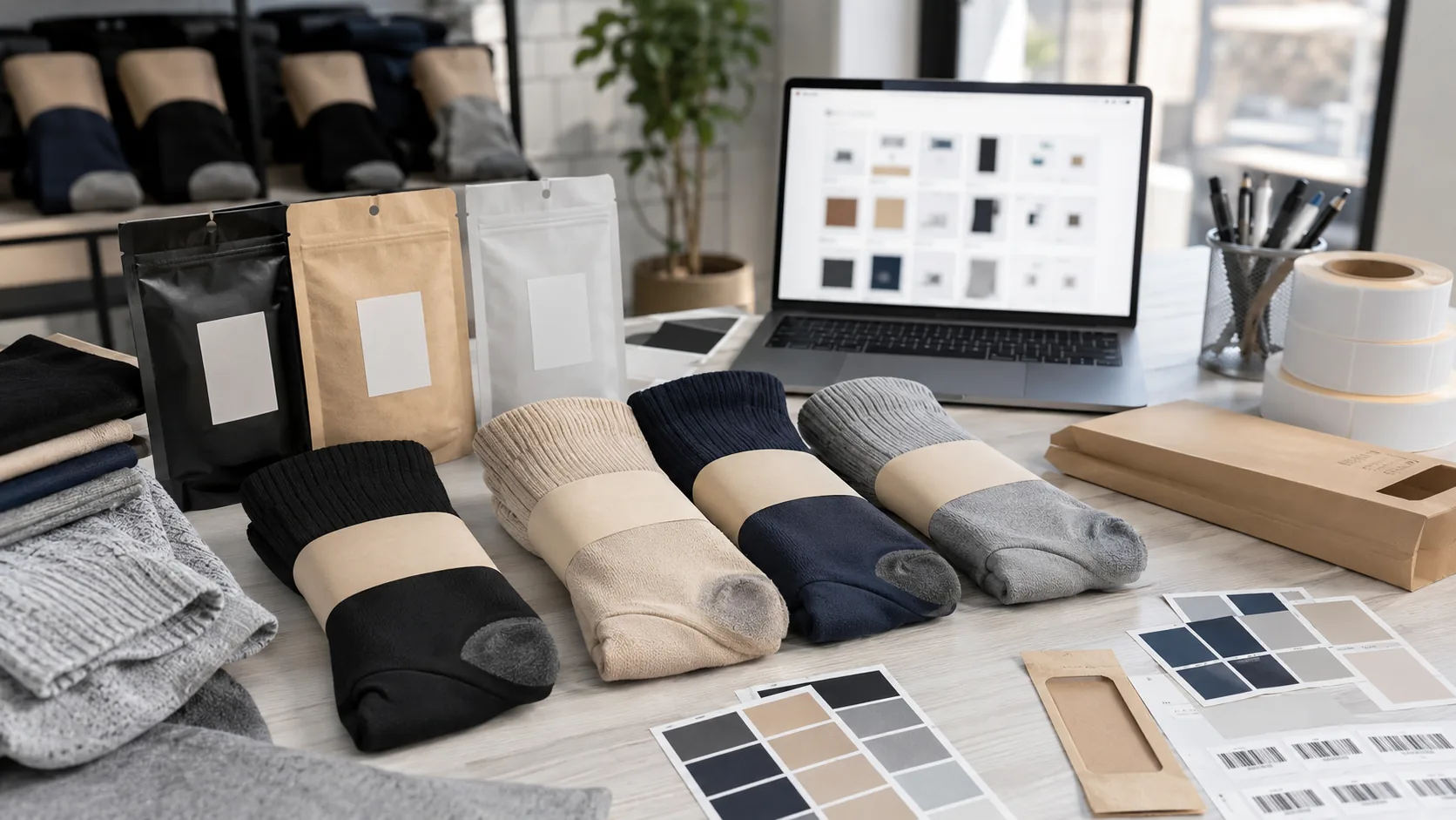 Private label compression socks packaging samples