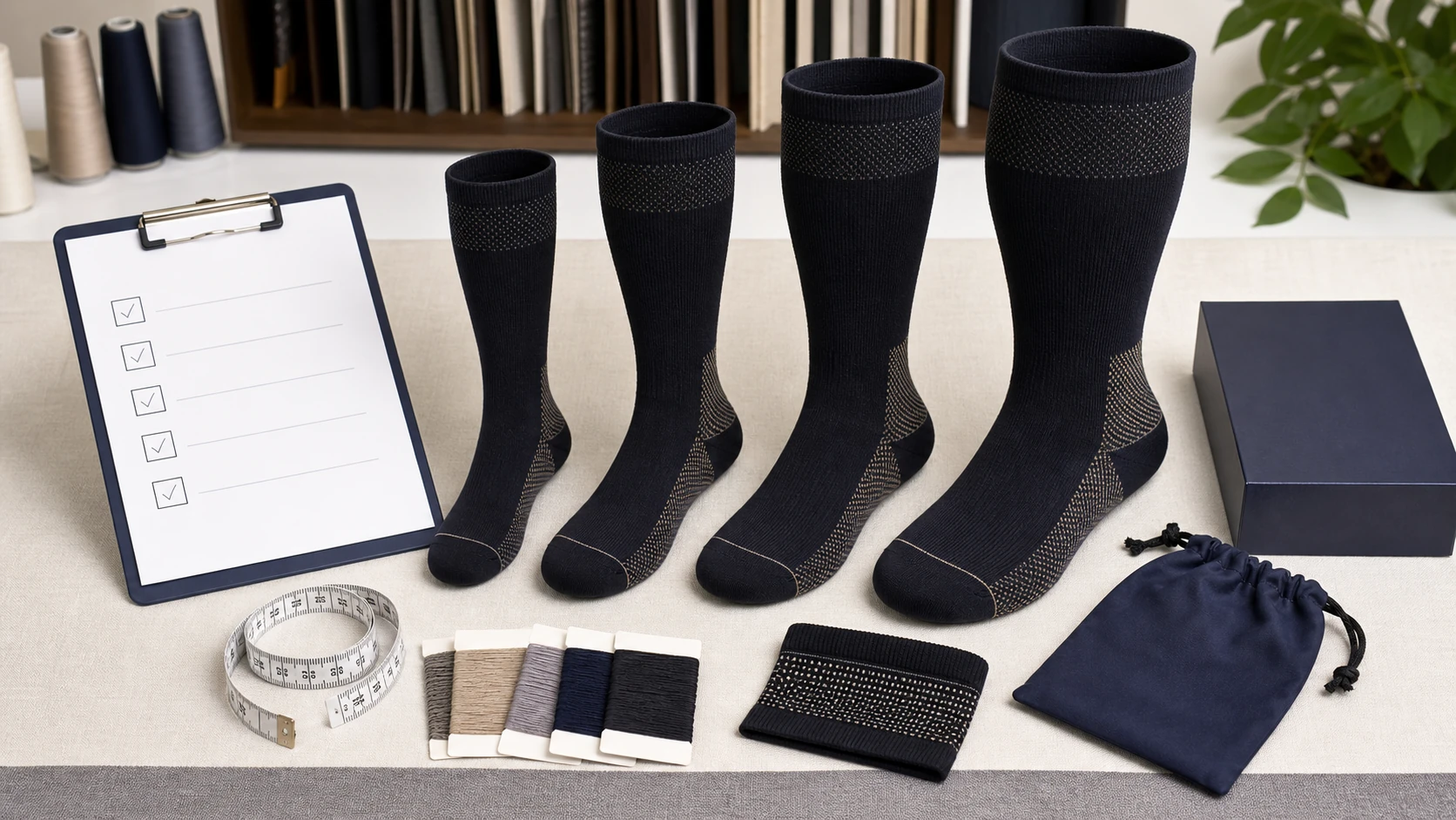Plus size compression socks sample approval checklist and size samples
