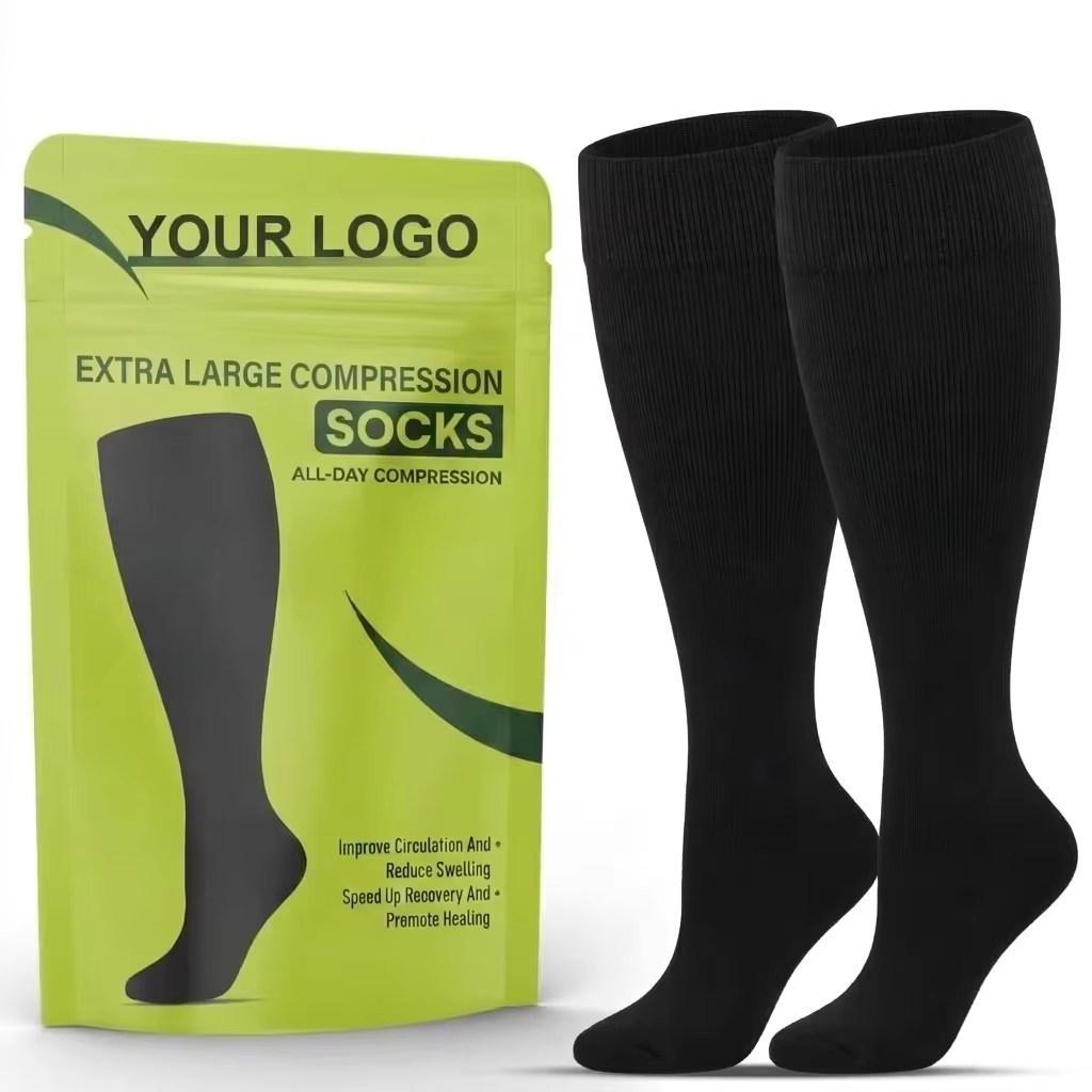 Custom printed pouch packaging for extra large compression socks