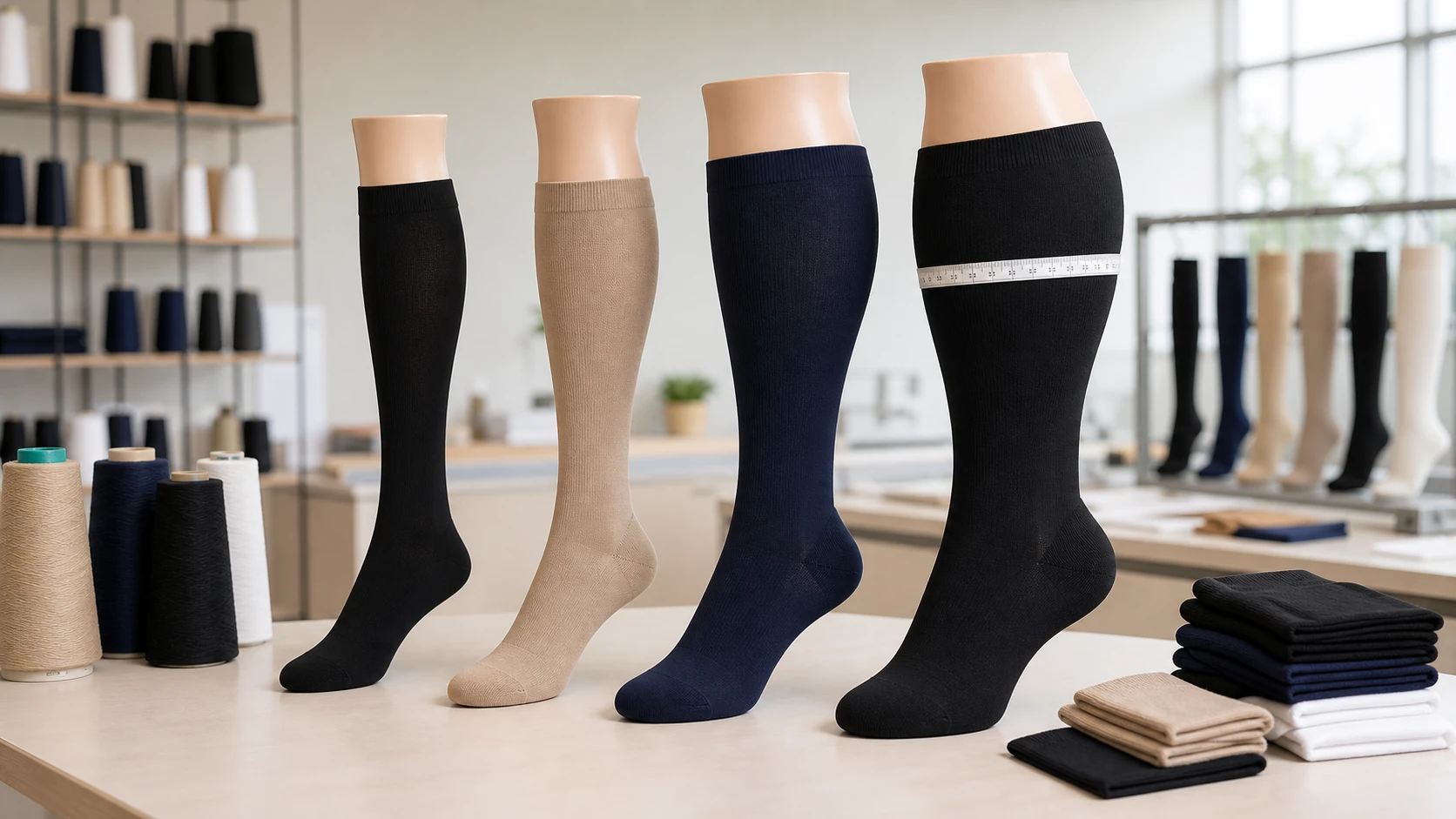 Extra wide calf compression socks for 55 to 70 centimeter OEM development
