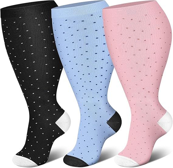 Black blue pink three pair plus size compression socks hot-selling SKU