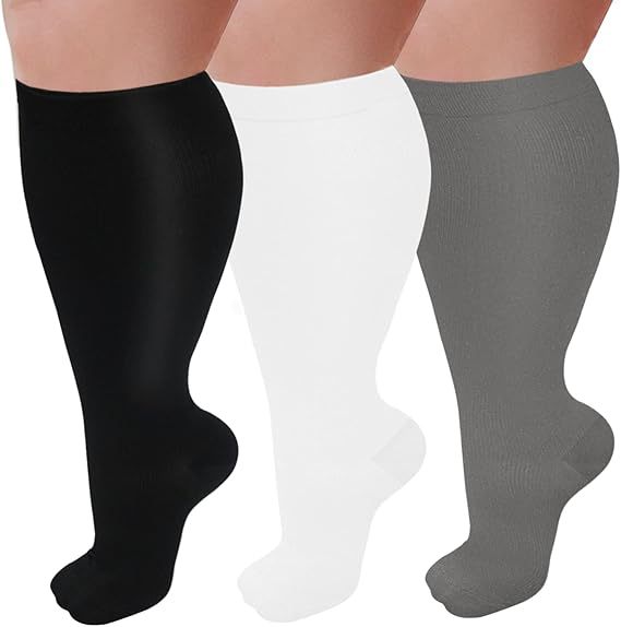 Black white gray three pair plus size compression socks hot-selling SKU