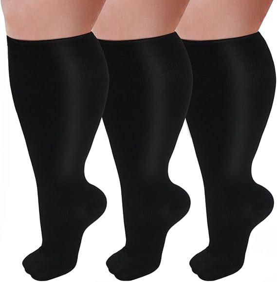 Black three pair plus size compression socks hot-selling SKU