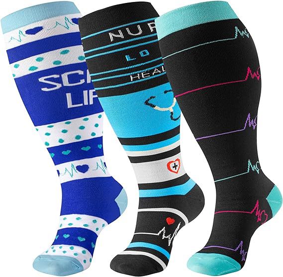 Blue white black blue lake blue three pair plus size compression socks hot-selling SKU