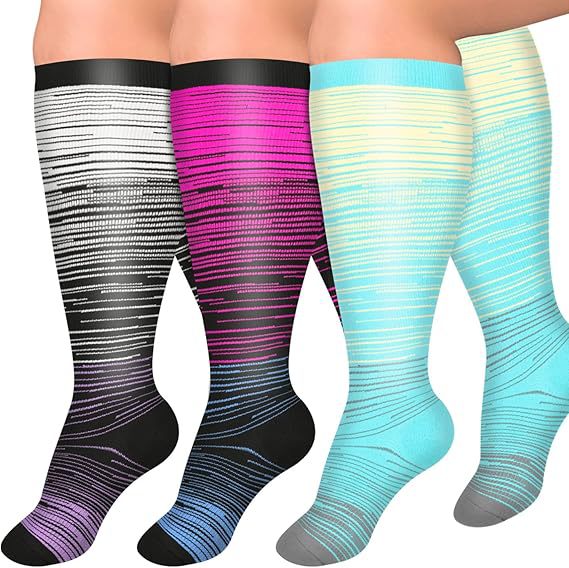 Gray blue pink blue yellow blue three pair compression socks hot-selling SKU