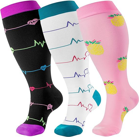 Purple heartbeat white heartbeat pink pineapple three pair compression socks hot-selling SKU