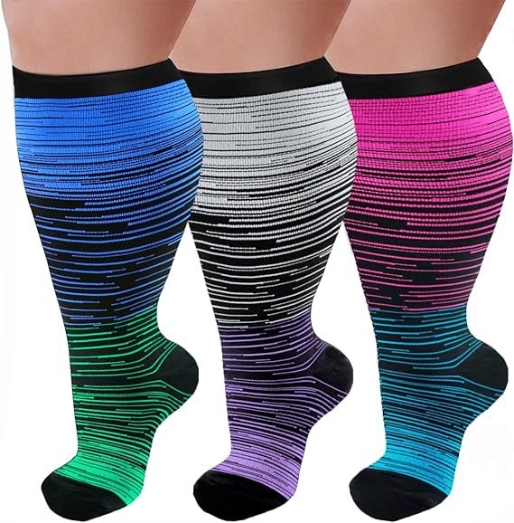 Purple green gray blue pink blue three pair compression socks hot-selling SKU