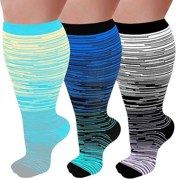 Yellow blue purple blue gray blue three pair compression socks hot-selling SKU