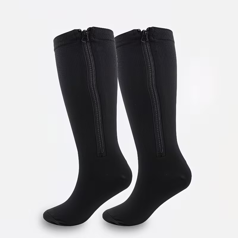 Black zipper plus size compression socks product style reference