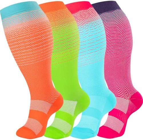 Bright zigzag plus size compression socks product style reference