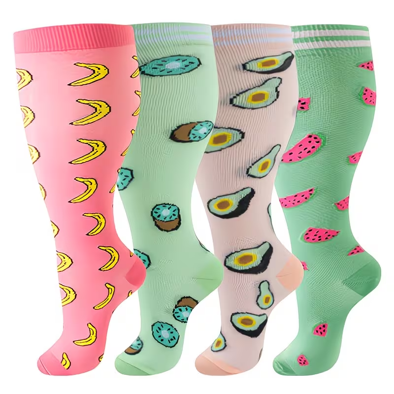 Fruit pattern plus size compression socks product style reference