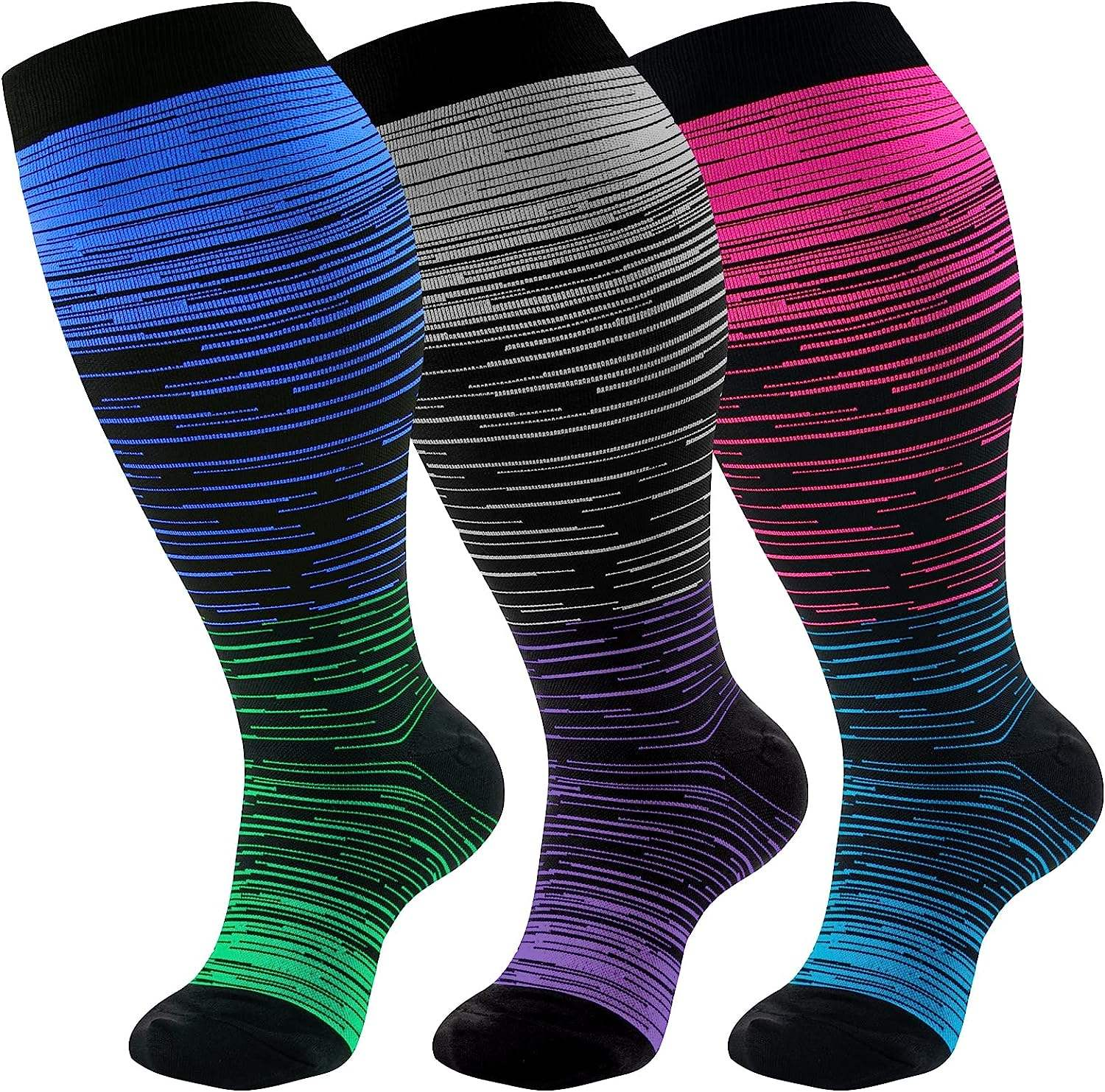 Gradient line plus size compression socks product style reference