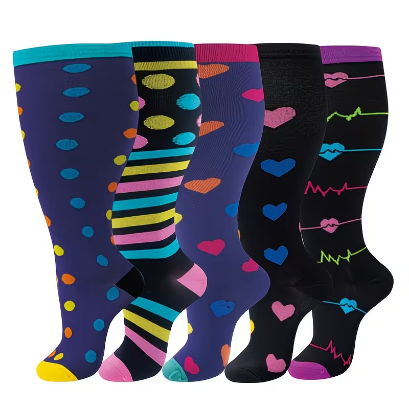 Heart stripe heartbeat plus size compression socks product style reference