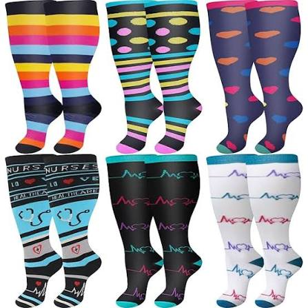 Medical heartbeat stripe plus size compression socks product style reference