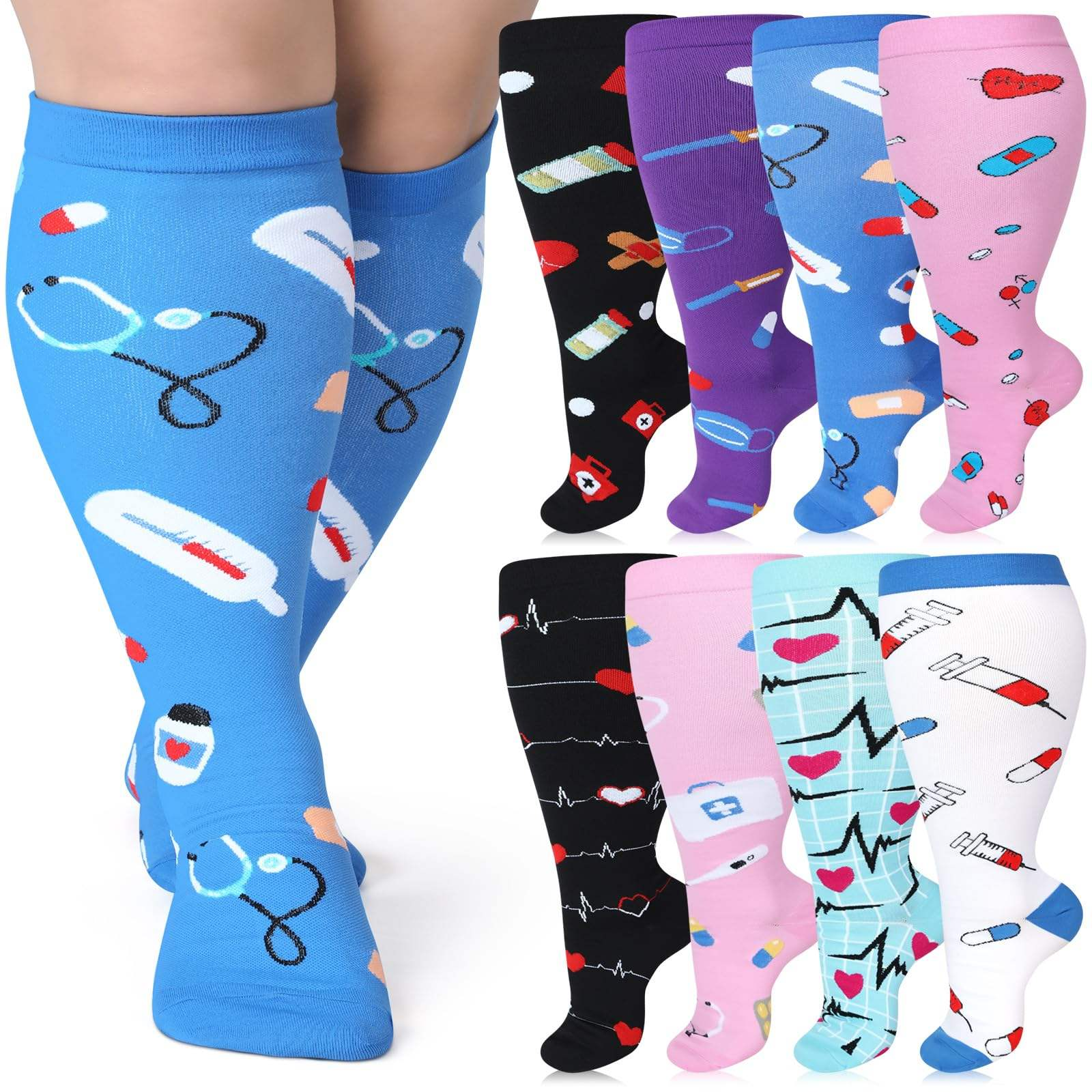 Medical nurse plus size compression socks product style reference