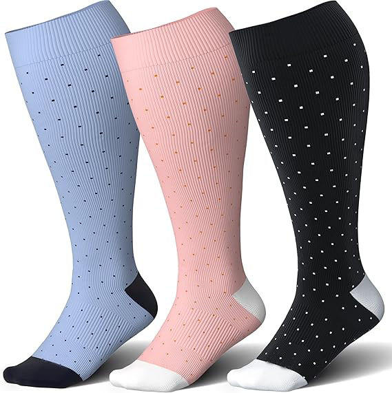 Pastel dot plus size compression socks product style reference