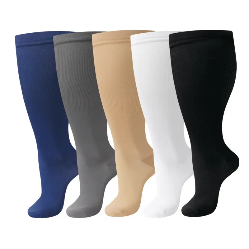 Solid color basic plus size compression socks product style reference