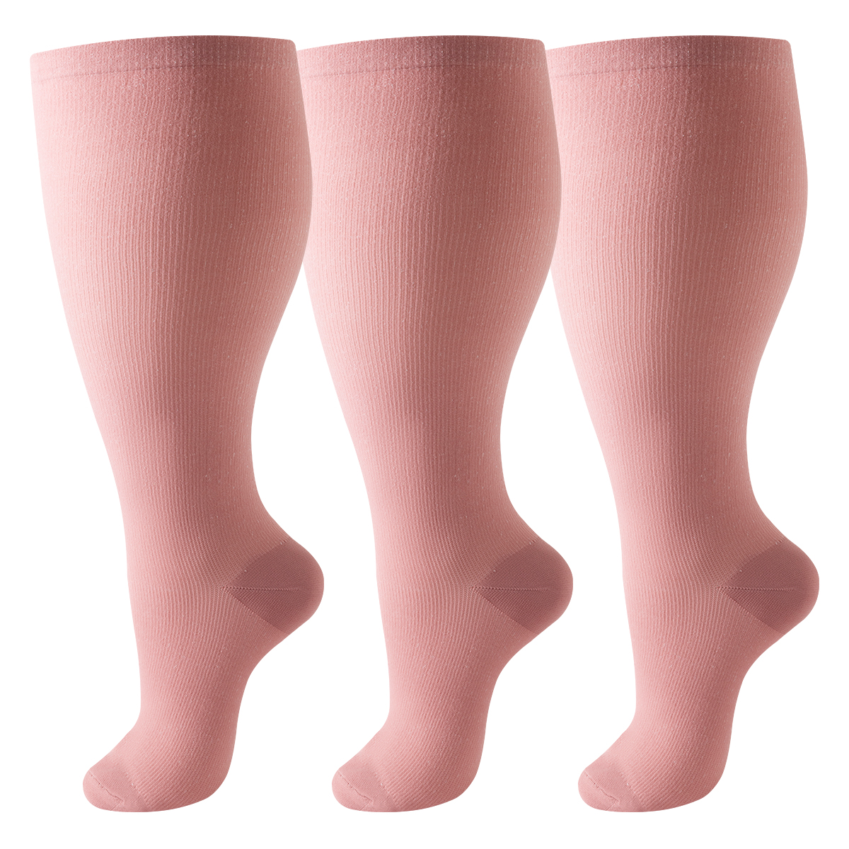 Solid pink plus size compression socks product style reference