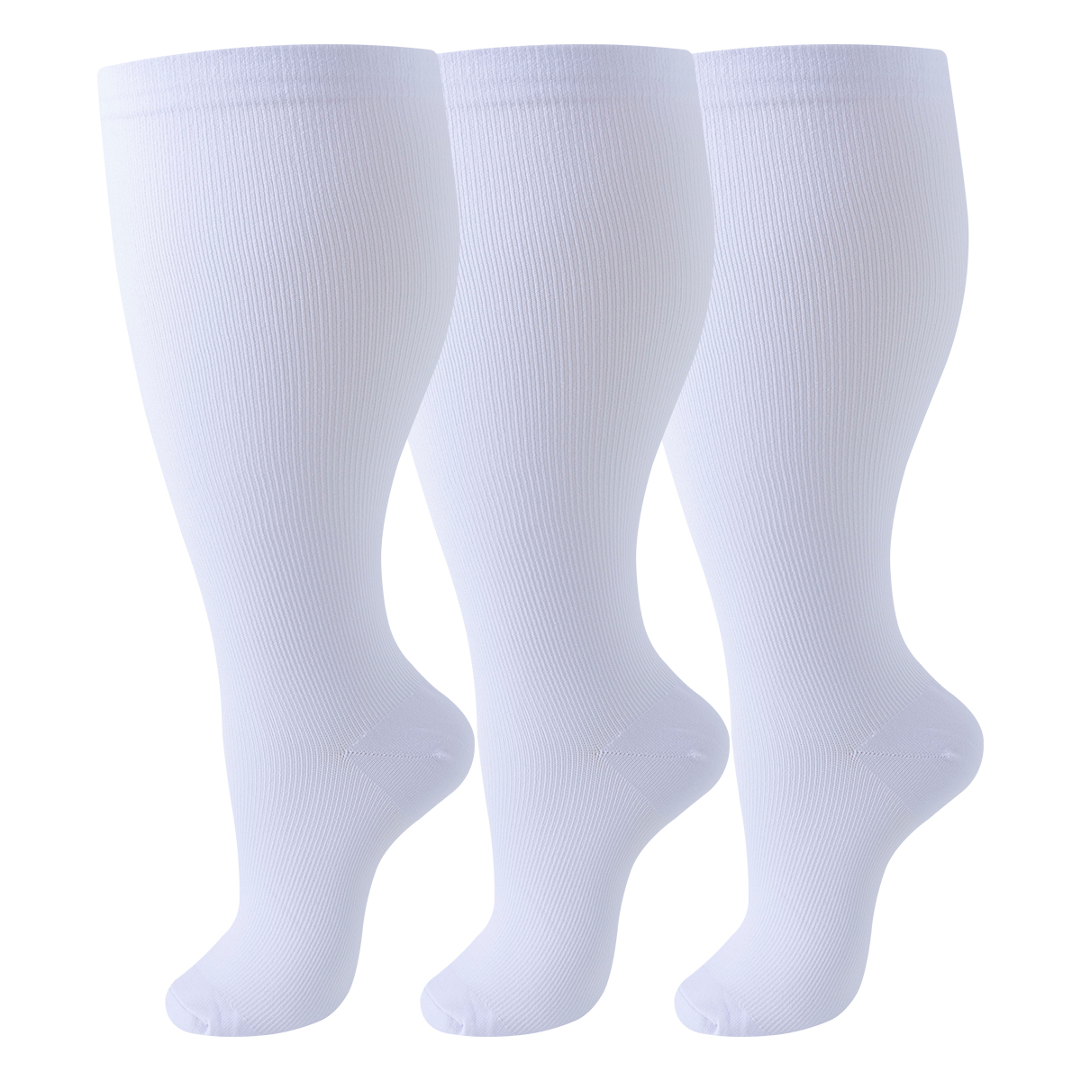 Solid white plus size compression socks product style reference