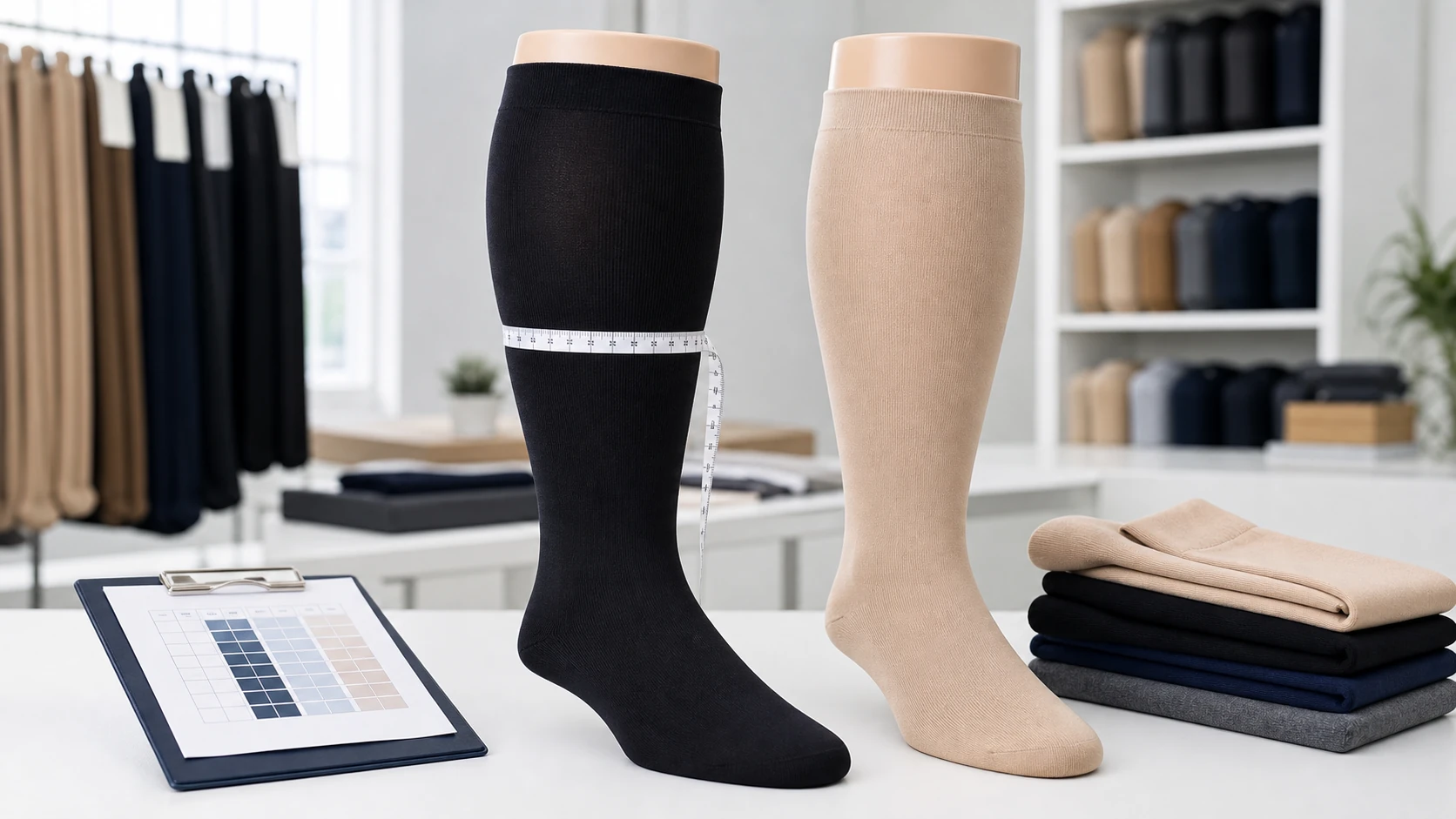 Measuring the widest calf circumference for plus size compression socks