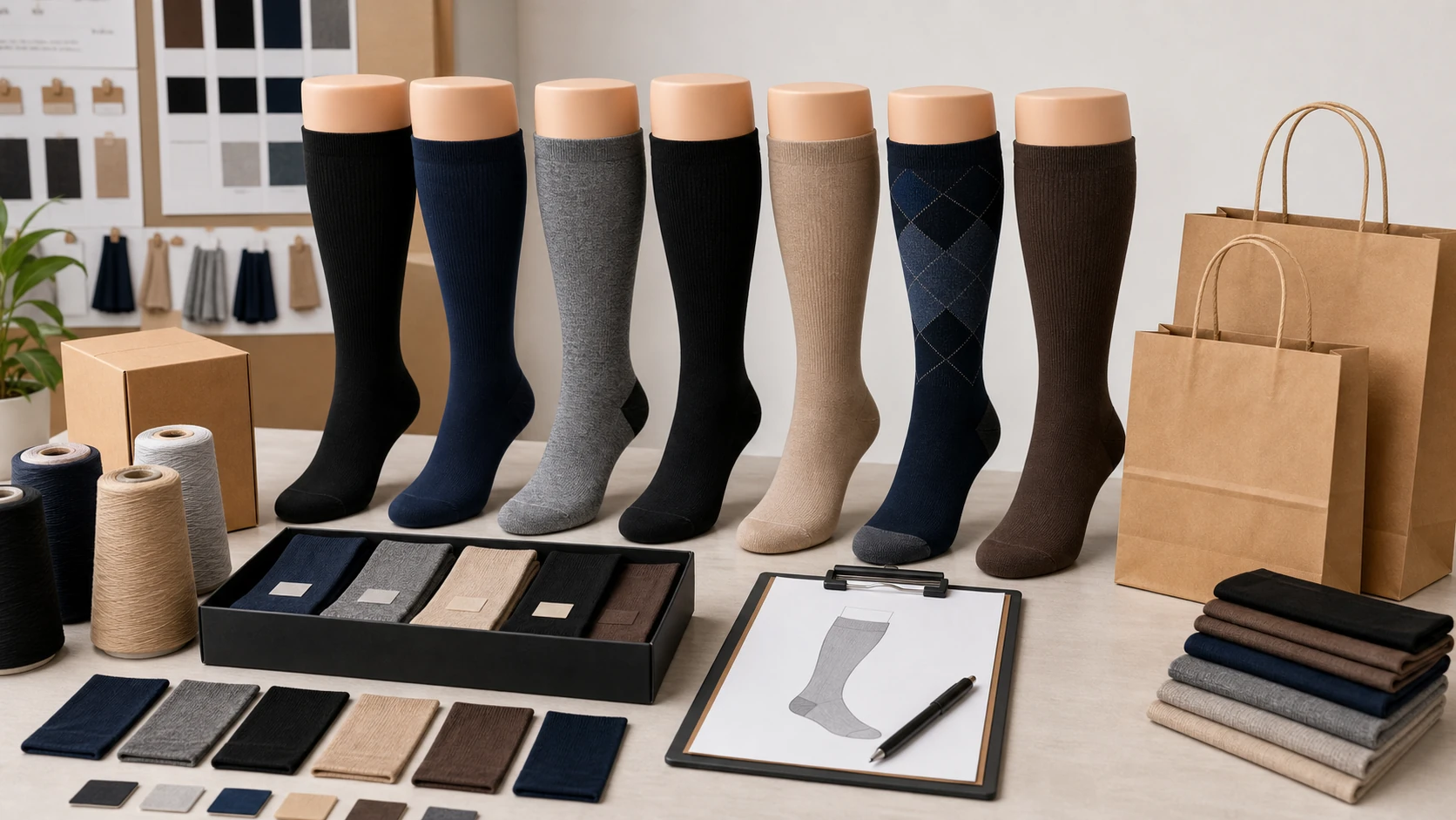 OEM plus size compression socks with custom colors patterns yarns and packaging