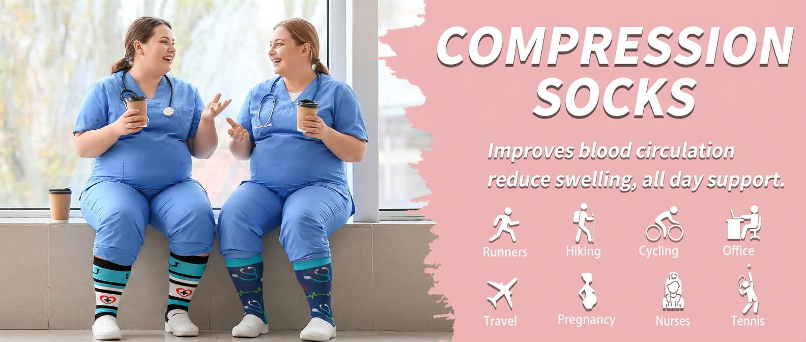 Zipper plus size compression socks OEM